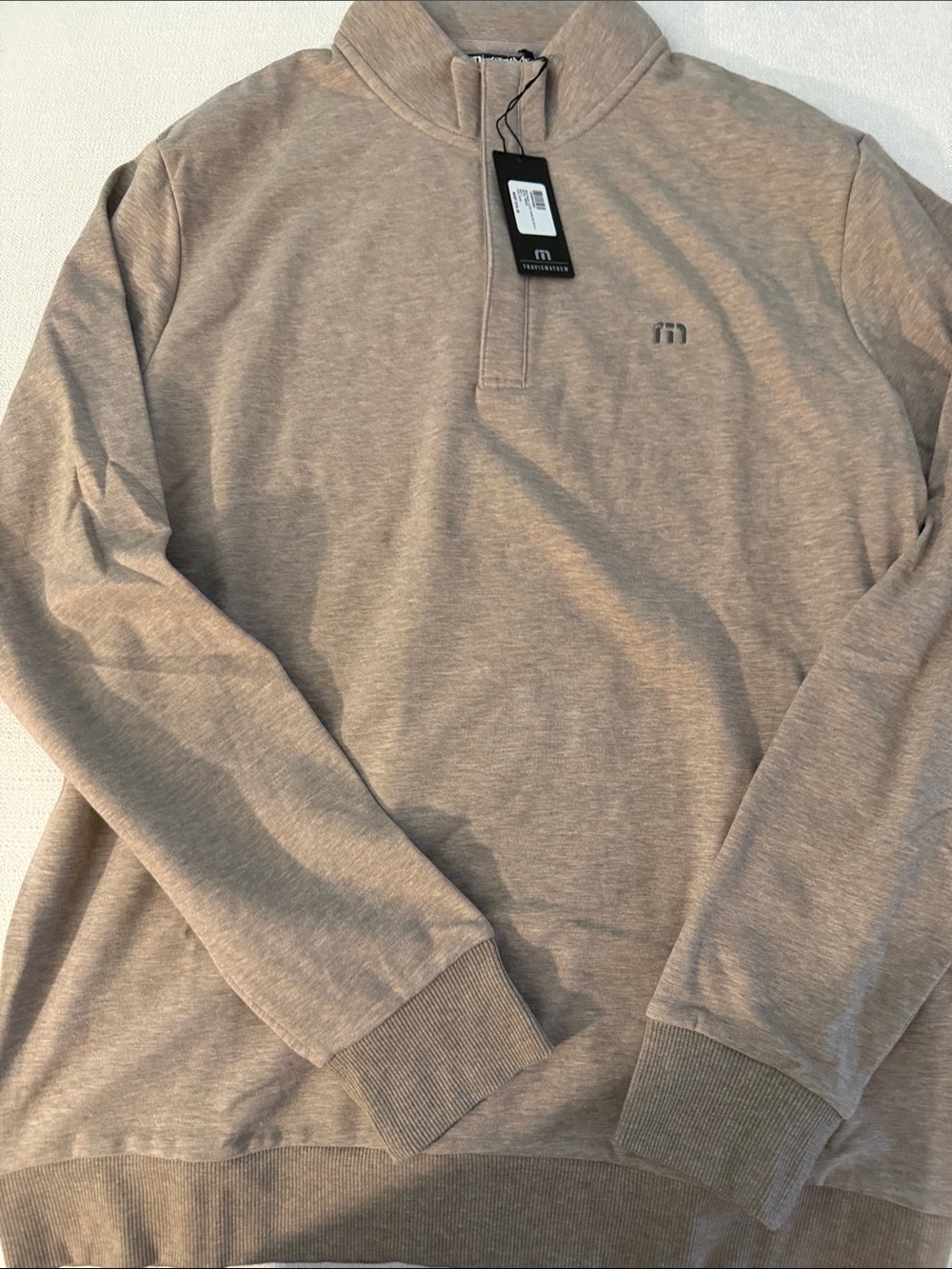 NWT Travis Mathew Men's Taupe Quarter-Zip Pullover - Picture 5 of 5